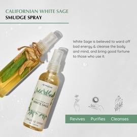 White Sage Smudge Spray by Aromafume | 100ml/3.3 oz | Sage for Cleansing Negative Energy & Protection | Non-Toxic Room Spray | Natural Sage Mist for Spiritual Cleansing, Smokeless Smudging