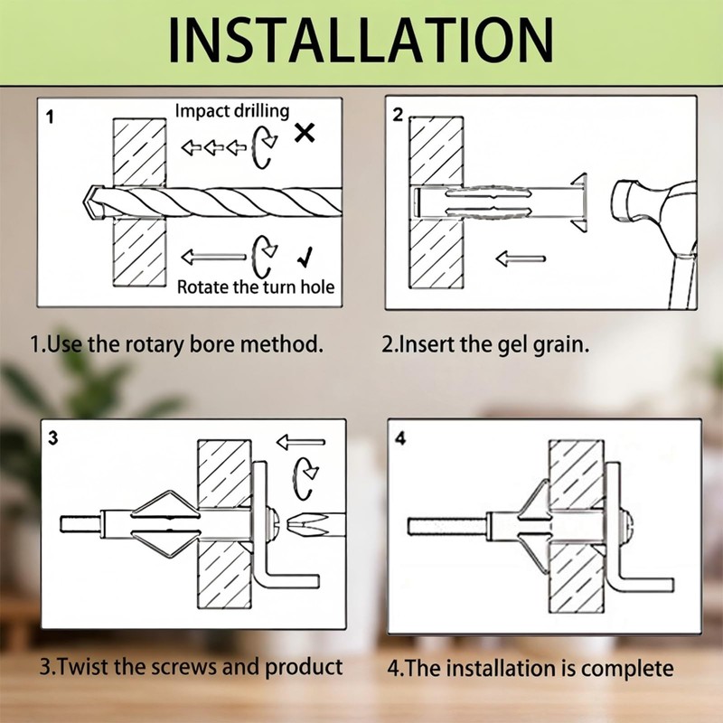 Hollow Wall Anchors for Drywall, Plastic Butterfly Kit with Screws,