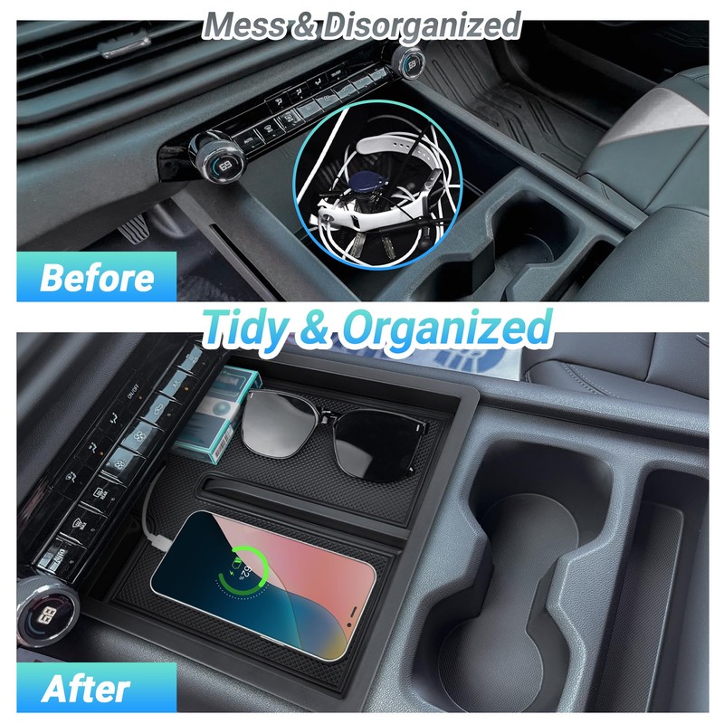 Sinminou Front Center Console Organizer Compatible with 2024-2025 Chevy Silverado
