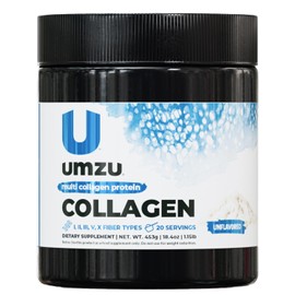 UMZU ZuCollagen Hydrolyzed Protein Powder | 5 Collagen Peptide Types for Healthy Hair, Skin, Nails, Joints & Gut | Low Calorie, High Protein (20g Protein per Serving | Unflavored)