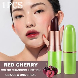 BINGBRUSH Cherry Color Changing Lipstick Queen,Moisturizer Long Lasting Lip Care Lip Balm Magic Lip Gloss Lip Tint Stain Glossly Makeup Lipstick Set for Women (1pc 04#Cherry)
