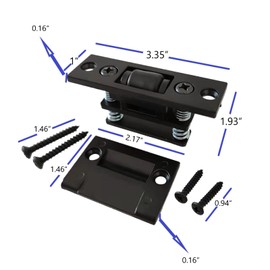 Langdoly Door Ball Catch Heavy Duty Solid Silent Door Roller Catch with Adjustable Square Strike-Satin Black-Pack of 2