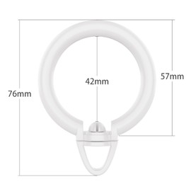 Curtain Rings for Tension Rods, Inner Diameter: 1.7 inches (42 mm), Can Rotate 360° (10 Pieces, White)