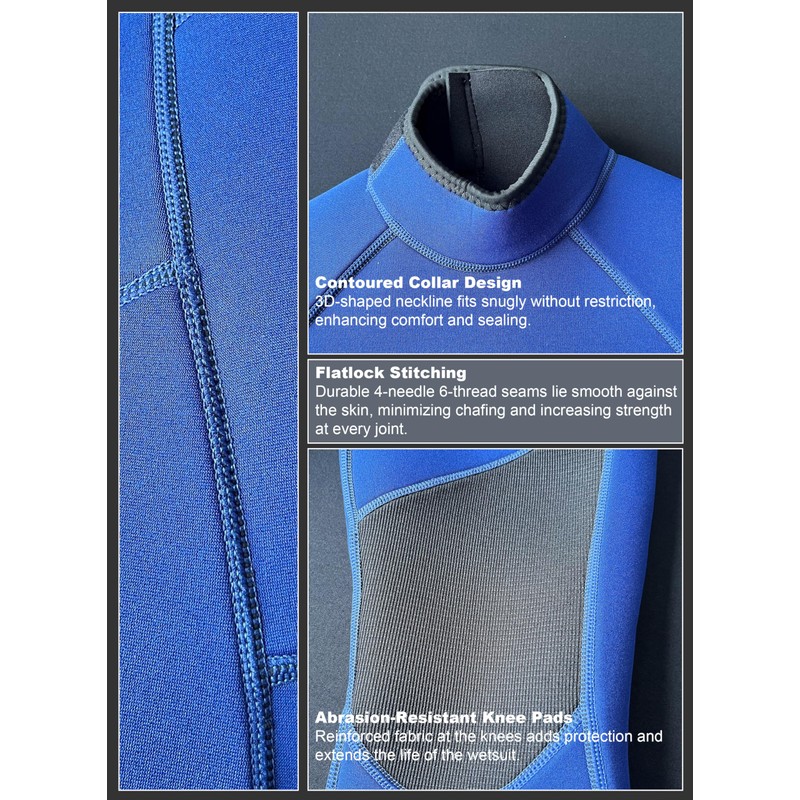 Ocealite Women's Wetsuit 3mm Full Body Back Zip Neoprene Suit