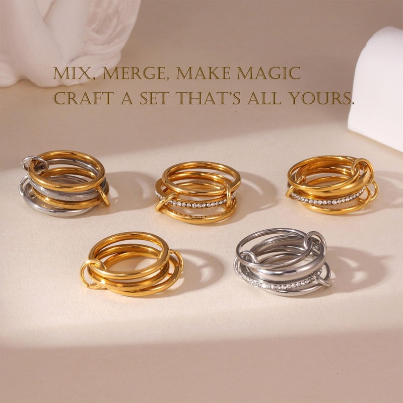VICUSSE Stackable Rings Making Kit for Women 19PCS Stainless steel