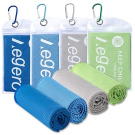 Aegero - Paquete de 4 toallas de enfriamiento (40 x 12 pulgadas), envolturas de cuello refrescantes, toalla fría suave y transpirable, toalla de hielo