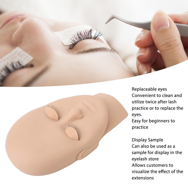 Lash Mannequin Head Reusable Soft Touch Rubber Replaced Eyelids Mannequin