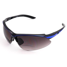 ColorViper Sports Double Injection Readers Flexie Reading Glasses size and color very (z1 shiny black metallic blue w/ bifocal, 2.50)