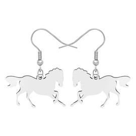 DALANE Stainless Steel Cute Horse Earrings Dangle Horse Charms Gifts for Women Girls Kids Novelty Jewelry (Silver Plated)
