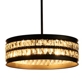 FAYOTAT 6-Light Black and Gold Chandelier, 19.7 Inch Modern Farmhouse Pendant Light with Adjustable Height, Dining Room Kitchen Island Ceiling Lighting Fixture for Living Room Bedroom