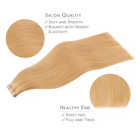 WENNALIFE Tape in Hair Extensions Human Hair, 40pcs 100g 18 inch Strawberry Blonde Hair Extensions Real Human Hair Straight Invisible