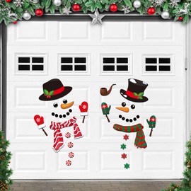 2 Sets Christmas Garage Door Magnets Decorations Snowman Garage Door Magnetic Refrigerator Cute Face Funny Magnets Stickers for Xmas Holiday Car Outdoor Decors