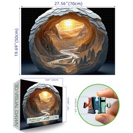 Blueforest 3D Visual Puzzle Dawn Inside a Cave Puzzles for Adults 1000 Pieces Unique Paper Art Autostereoscopic Puzzle Impossible Difficult Hard Challenging Jigsaw Puzzles for Adults