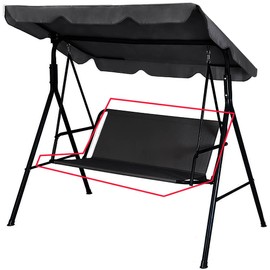 Replacement Garden Swing Seat Cover, Durable 600D Oxford Fabric Garden Swing Chair Cover Outdoor, Fit for 2 and 3 Seater Swing Chair 115 x 48 x 48 cm Black