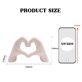 AWAIOY - Decoración para el hogar, escultura de manos de corazón para sala de estar, recámara, estantería, decoración de mesa, estatua de resina, regalo conmemorativo para familias y amigos