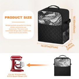 Blender Storage Bag, Stand Mixer Dust Proof Cover Dust for 6-8 qt Stand Mixer Blender Cover with Top Handle and Multi Pockets for Various Kitchen Appliance Accessories(Black)