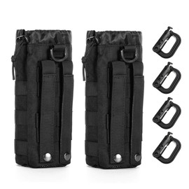 Upgraded Tactical Drawstring Molle Water Bottle Holder Tactical Pouches (NEW-2P Water Pouch)