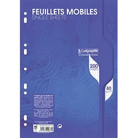 Clairefontaine - Ref 2677C - Calligraphe Loose Leaf Paper (Pack of 100 Sheets) - A4 Size, 80gsm Paper, 9-Hole Multi-Punched, Squared Rulings, Purple Ruling
