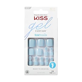 Uñas para Pies color azul Pedicure Set listas para Usar KISS Gel Fantasy Collection, "Pair of Shoes", larga duración, fácil aplicación, Incluye pegame
