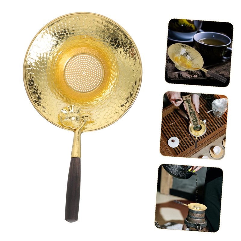 Ipetboom Copper Tea Strainer with Delicate Handle Creative Flower Shape
