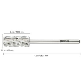 USA PANA Professional 3/32" Shank Size - Flat Top Small Barrel Carbide Bit - 5X Coarse Grit to Extra Fine Grit - Gold, Silver, DLC Black - Nail Drill Bit for Dremel Machine (5x Coarse, Silver)