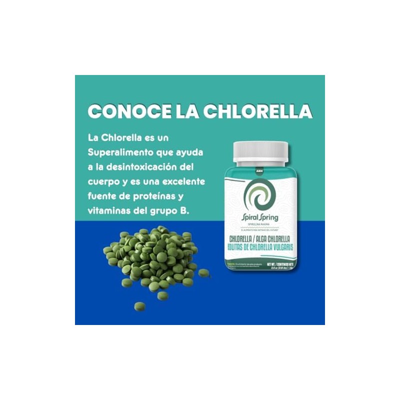 Alga Chlorella 100 Natural en Bolitas, Suplemento Herbal para Salud