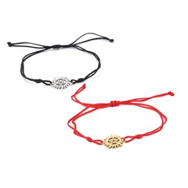 UNIFT Pentagram Sun Bracelet For Women & Men Stainless Steel Hollow Out Supernatural Double Rope Bracelet Charms Bracelet Wicca Jewelry Gifts (silver+gold)