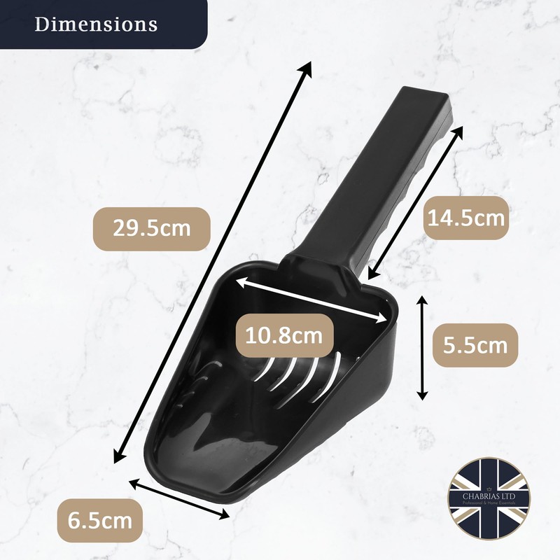 Slotted Ice Scoop 10 oz, Black Plastic, Plastic Scoop, Ice