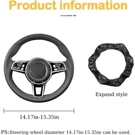 TSUGAMI Car Steering Wheel Cover, 15 inch Carbon Fiber Microfiber PU Leather Elastic Steering Wheel Protector for Men Women, Anti-Slip Breathable Car Interior Accessories for Most Cars(Black/Red)