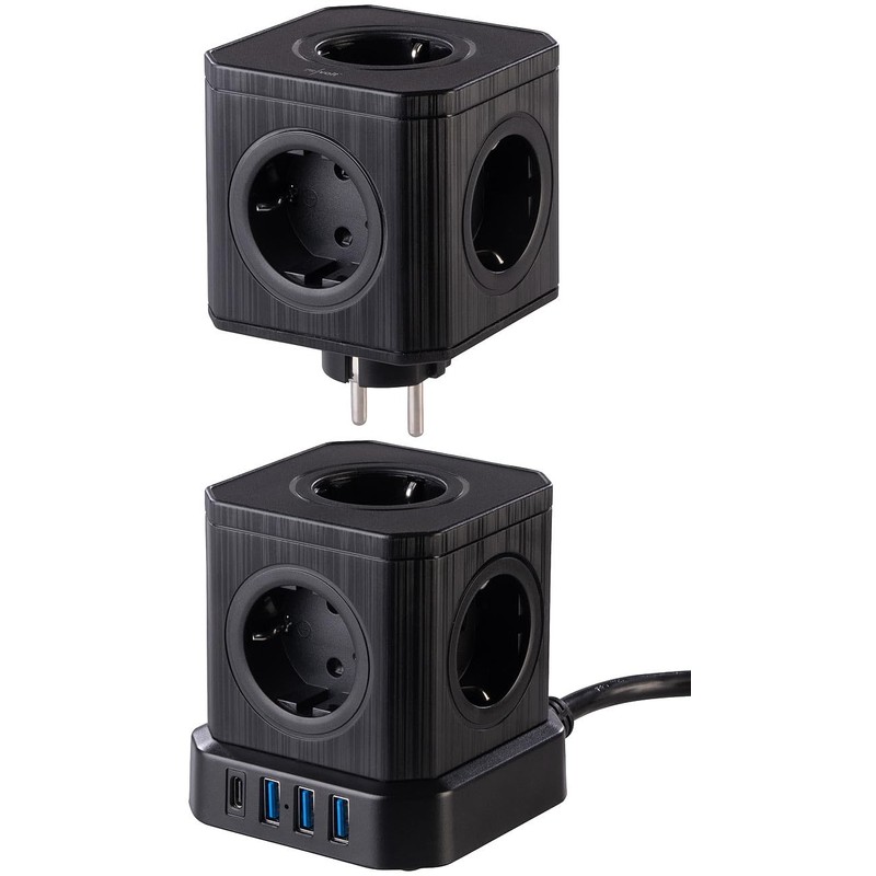 revolt Desk Sockets: 13-in-1 Socket Tower, 9 Sockets, 3x USB-A,