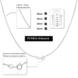 FUNEIA 925 Sterling Silver Chain, Women's Adjustable Necklace Extension Chain, Width: 0.75/1/1.2/1.3/1.5, without Pendant, 40-60 cm, Sterling Silver