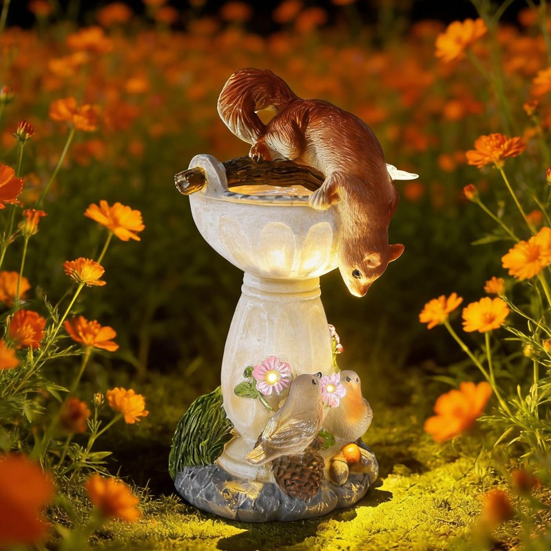 HUYIENO Solar Garden Statue Outdoor Decor Ornament Waterproof Solar Powered
