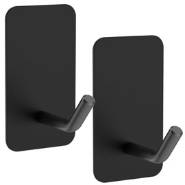 KRUI Mini Fire Blanket Hooks, Stainless Steel Adhesive Wall Hooks for Home Office and Outdoor Wall Hanging, Waterproof and Fireproof, Black 2 Pack