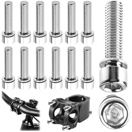 TXXATX 12 Pieces Bike Bolts M5 x 20 mm Bike Stem Fixed Screws with Washers 304 Stainless Steel Handlebar Stem Screws Silver Bike Disc Brake Caliper Bolts with 4 mm Allen Key for Road Mountain Bike