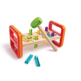 Hape: Monster Match 'n' Smash Hammer Bench - Wooden Toy, Playful Monster Design, 8 Colored Pegs to Pound, Carry Handles, Kids & Toddlers Ages 18mo+
