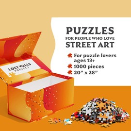 Cool Jigsaw Puzzles 1000 Pieces for Adults Featuring Fun Murals from Around The World - Best 1000 Piece Puzzles for Family and Teens - 20x29 Inches by Lost Walls Project (Dali & His Ocelot)