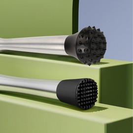 Stainless Steel Cocktail Muddler with 1 Mixing Spoon, Home Bar Tool Set, for Making & Creating Delicious Mojitos, & Other Fruit Based Drinks & Beverages in Various Containers