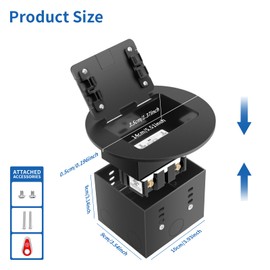 Vagueior Recessed Floor Electrical Outlet Kit, Circular Hidden Duplex GFCI Outlet 20 Amp,Tamper-Resistant Receptacle Outlet，Waterproof Electrical Outlet Covcer Box, UL Certified,Black（1 Pack