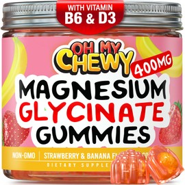 Center-Filled Magnesium Glycinate Gummies 400MG - High Absorption for Kids, Teens & Adults - Supplement for Sleep, Calm & Muscle Relaxation with B6 & D3 - Gluten Free & Vegan Friendly - 120 Count
