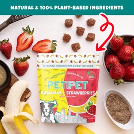 PETIPET Bananas+Strawberries Plant-Based Fruit Dog Treats 5oz - Strawberry, Apple, Banana Dog Treats - Healthy, Vegetarian, Vegan - Organic Ingredients, Low-Protein, Hypoallergenic, Gluten-Free