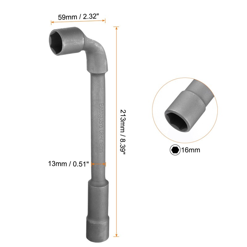 sourcing map L Shaped Angled Hex Socket Wrench 16mm CR-V