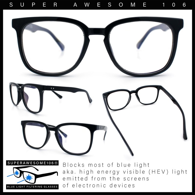 SA106 Nerdy Thin Keyhole Horn Rim Plastic Hipster Blue Light