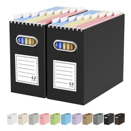 Oterri Cardboard File Organizer Box for Hanging File Folders Letter Size,File Box for Computer Desk,File Cabinet,Working Home,Office,Classroom (Black, Letter Size - 2 Packs)