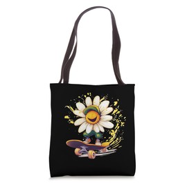 Blooming Daisy with Skateboard for Flower Meadow Lovers Tote Bag