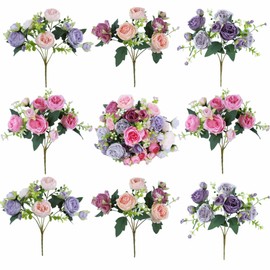 MANCHUANG 8 Bundles Peonies Artificial Flowers Silk Peonies Faux Flowers Fake Peonies Artificial Flowers Peonies Bouquet for Table Centerpieces Decoration Wedding Decor Home Party Decor (Multicolor)