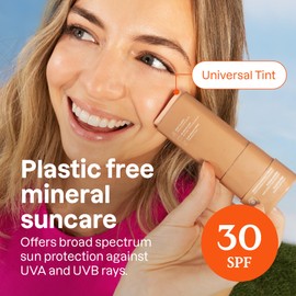 ATTITUDE ATTITUDE Tinted Mineral Sunscreen Face Stick with Zinc Oxide, SPF 30, EWG Verified, Plastic-Free, Broad Spectrum UVA/UVB Protection, Dermatologically Tested, Vegan, Unscented, 0.7 Ounce