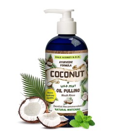 Ayurvedic Nano Hydroxyapatite Coconut Oil Pulling for Teeth and Gums, Made in USA Whitening Mouthwash Alcohol Free, Teeth Whitening Pulling Oil with Peppermint Oil, Fights Bad Breath & Plaque, 8 FL Oz
