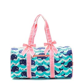 Quilted Weekend Travel Overnight 20" Large Duffle Bag (Splash Whale Coral)