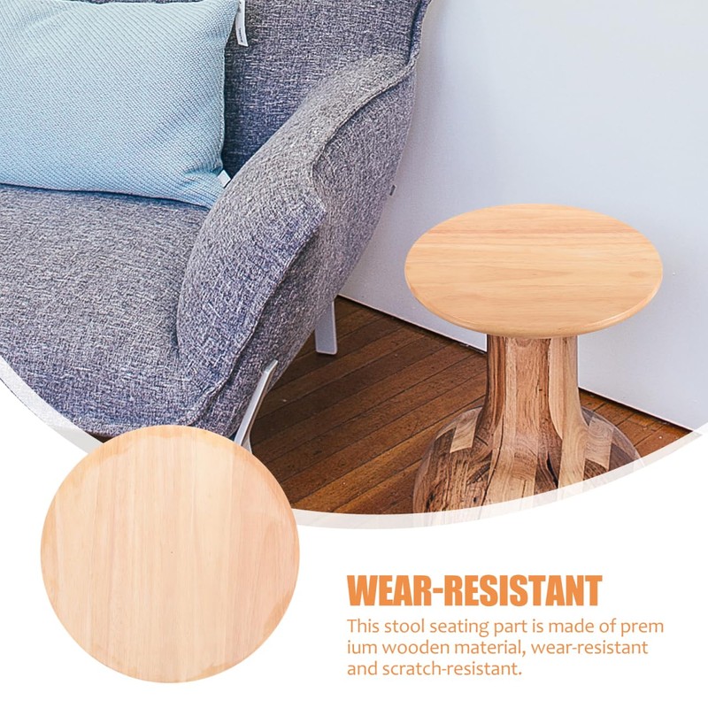 MERRYHAPY Round Wooden Stool Cover Replacement for Canteen Stool Wood