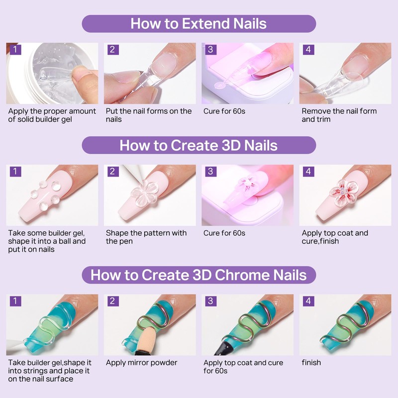 3D Sculpting Gel for Nail Art, 2PCS Clear and White